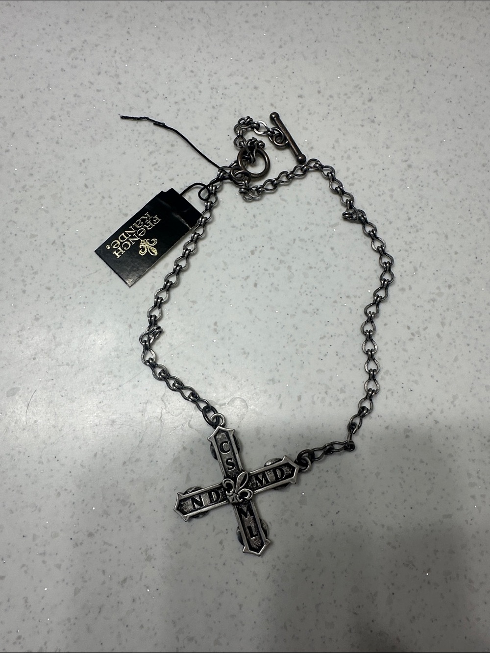 Silver-Tone Cross Necklace - French Kande